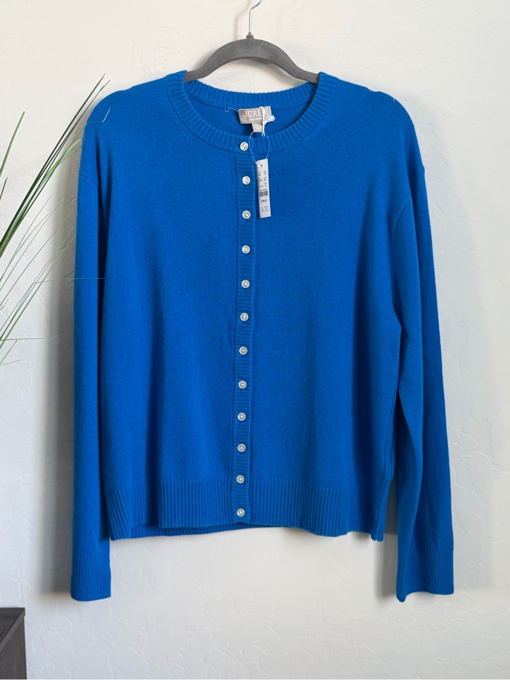 J.Crew 100% Cashmere Cardigan Sweater XL NWT Brilliant Cobalt CP46